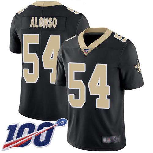 Men New Orleans Saints Limited Black Kiko Alonso Home Jersey NFL Football #54 100th Season Vapor Untouchable Jersey->nfl t-shirts->Sports Accessory